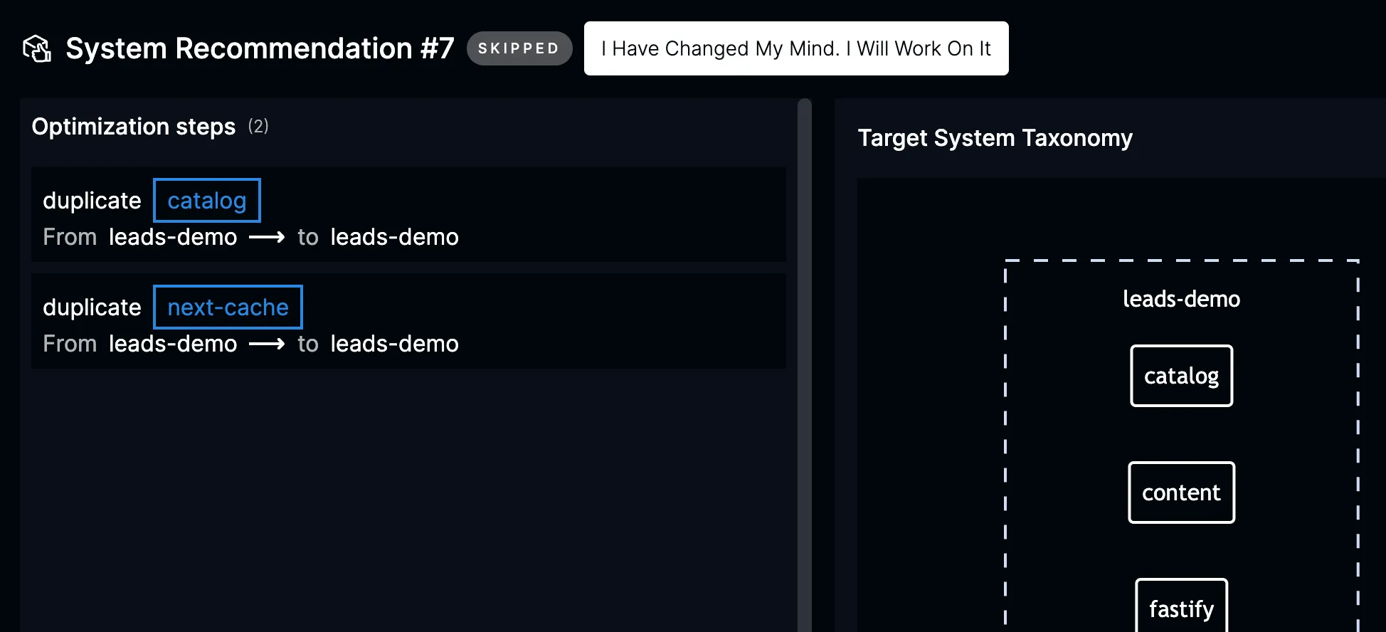 Recommendation in progress